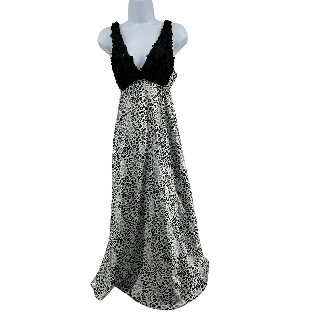 Flora Leopard Babydoll Slip Print Maxi Dress Coquette Glam Whimsigoth Empire S